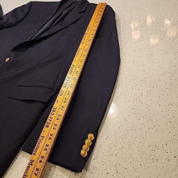 Lauren Ralph Lauren Men's 46L Navy Blue 100% Wool 2 GOLD Button Blazer Jacket - Picture 7 of 11